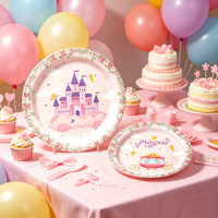 Vaisselle de fête sur le thème de la princesse, château, vaisselle jetable en papier, décoration de fête, vaisselle de fête d'anniversaire