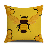 Housse de coussin décorative YINUAN Abeille Mignonne et Joyeuse avec Nid d'Abeille pour Canapé