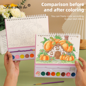 Kit de peinture à l'<span class=keywords><strong>aquarelle</strong></span> pour enfants, ensemble portable de peinture à l'<span class=keywords><strong>aquarelle</strong></span> pour étudiants, livre de papier à <span class=keywords><strong>aquarelle</strong></span> DIY 8 couleurs pour la peinture - Product Image 4