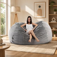 Fauteuil pouf géant de 1,80 m en fausse fourrure de lapin, housse de canapé paresseux ronde et moelleuse, coussin de salon doux et luxueux pour salon et chambre à coucher