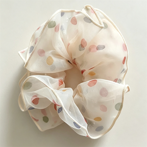 Accessoires capillaires coréens simples pour femmes : Élastique à cheveux en tissu à pois et dentelle pour queue de cheval, idéal pour les fêtes - Product Image 5