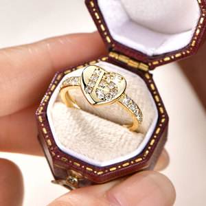 Подарок на 15-летие (Кинсеанера): Романтическое модное обручальное кольцо для женщин с прозрачным круглым цирконом 5А в форме сердца - Product Image 2