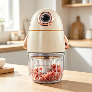 Schattige <span class=keywords><strong>cartoon</strong></span> elektrische draagbare plastic mini-voedselprocessor knoflookhakker plug-in babyvoedselmaker puree blender hakken mengen - Product Image 1