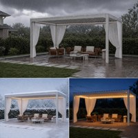 Pergola bioclimatique de luxe robuste en aluminium thermolaqué, à lames orientables, étanche, écologique, tailles personnalisées disponibles