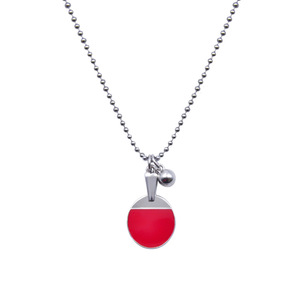 Recuerdo de Fiesta, Elegante Collar con Colgante de Pelota de Tenis de Mesa Roja, Romántico y Moderno, Collar con Colgante de Raqueta de Ping-pong - Product Image 1