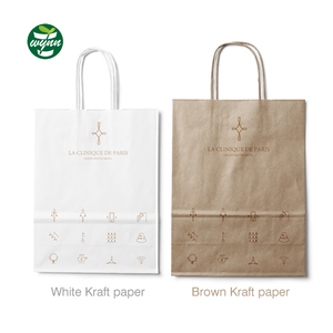 Bolsa de papel emballage para <span class=keywords><strong>restaurante</strong></span> pequeño, bolsa de papel kraft con impresión de logotipo personalizado, color blanco y marrón - Product Image 5