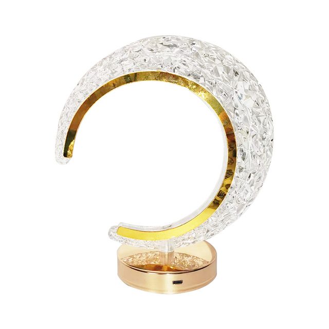 Modern Simple Moon Acrylic Crystal LED Lamp Battery USB Charging Warm Light Night Light for Bedroom Bedside Atmosphere LED Light