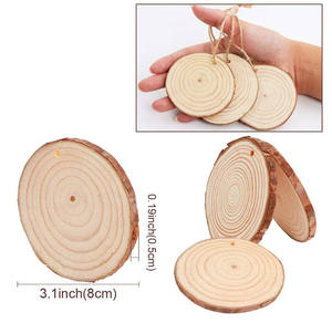 Penjualan terlaris 50 buah ornamen lingkaran kayu polos bulat ornamen kayu alami kosong ornamen kayu untuk Natal - Product Image 2