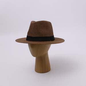 <span class=keywords><strong>Sombrero</strong></span> de Paja de Ala Plana para <span class=keywords><strong>Mujer</strong></span>, Estilo Fedora Vaquero, Tejido a Mano, Protección Solar, Vacaciones, Moda Británica, <span class=keywords><strong>Sombrero</strong></span> de Vestir Premium - Product Image 1