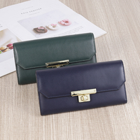Vert émeraude femmes Cluth sac métal serrure Long sac à main 2022 porte-carte portefeuille Polyester OPP sac nouvelle mode personnalisé haut en cuir