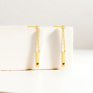 Pendientes de Cadena de Plata de Ley 925 CANNER, Personalizados, con Colgante de Corazón Esmaltado, Pendientes Largos - Product Image 2