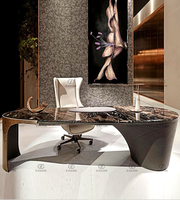 Bureau de direction de luxe haut de gamme, bureau de direction, bureau d'ordinateur, mobilier moderne en marbre, bureau à domicile