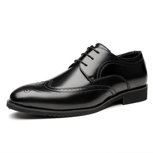 Elegant High Quality Men's Brogue Derby Shoes Comfortable Soft Insole with <b>Pointed</b> Toe Vintage-Style Wedding Shoes - Product Image 5