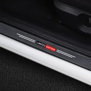 Carbon Fiber Car Door Sill Protector Leather Vinyl Stickers For Toyota Lexus Nissan For Chevrolet Hyundai KIA