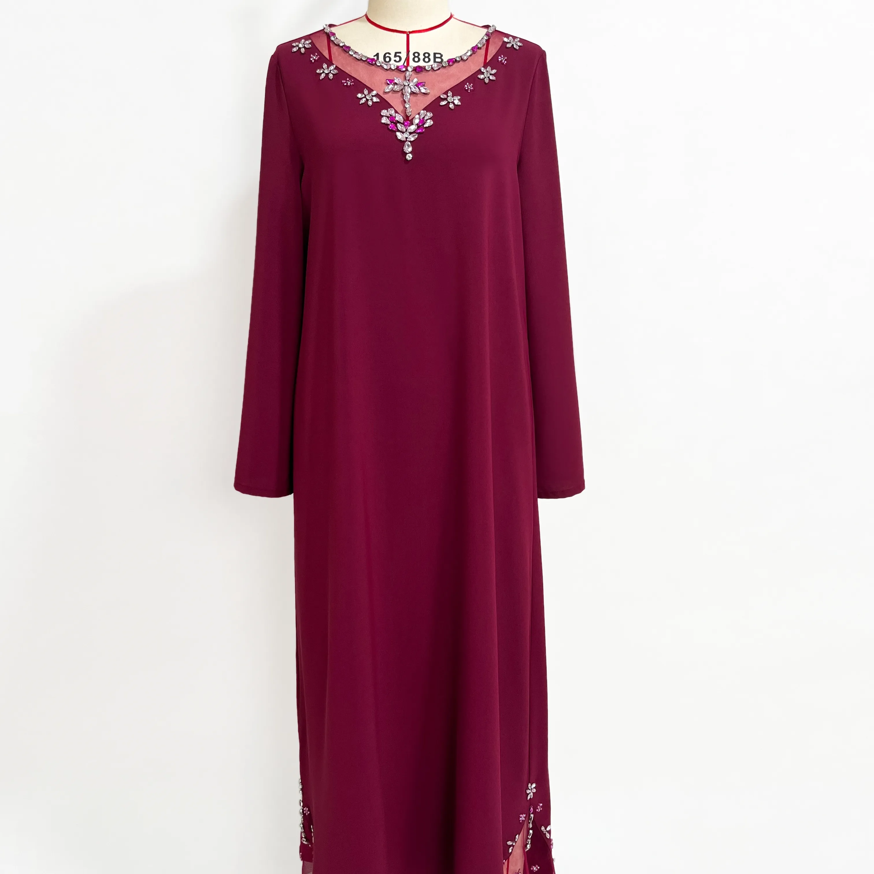 New Arrival Muslim Women's Clothing Pattern Print Casual Dress Islamic Pleated Long Sleeve Polyester Dress Kaftan Abaya