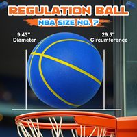 MYPUTEK Ballon de basketball silencieux rainuré sans air en mousse pour entraînement intérieur, matériau PU professionnel, 410g, sensation réelle, performance accrue