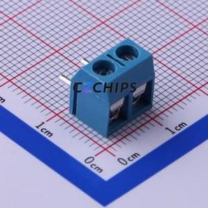 KF301R-5.0-2P Screw Terminal Block Bent Lead Through Hole,P=5mm Connector ( Construction: 1x2P )( Pitch: 5mm )( Color: Blue ) - Product Image 1