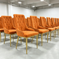 Chaises de réception empilables de luxe en promotion pour événements intérieurs et extérieurs, chaises de banquet en tissu et métal pour mariages et hôtels