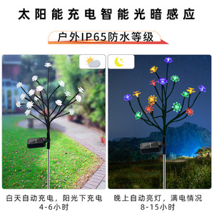 Lampe solaire LED Hunter Broad en forme de branche d'arbre et de lotus, pour extérieur, montage au sol, jardin, pelouse, cour, décoration paysagère - Product Image 4