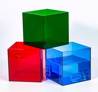 Cube carré de boîte d'affichage en acrylique translucide coloré sur mesure pour la décoration intérieure jolies boîtes-cadeaux maquillage bijoux mallette de rangement pour bonbons