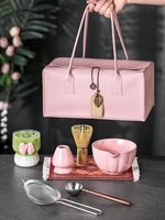 Ensemble d'Outils à Matcha Rose Tendance Geling, Bol Chawan en Céramique de Fabrication Habile avec Emballage Cadeau