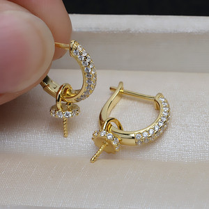 Boucles d'oreilles en argent S925 en forme de U avec 8-13 perles, accessoires de bijoux DIY, plateau vide JG5234 - Product Image 1