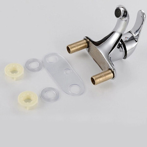 Grifo monomando para lavabo de 2 orificios, montaje en cubierta, con válvula de latón para agua fría y caliente - Product Image 3