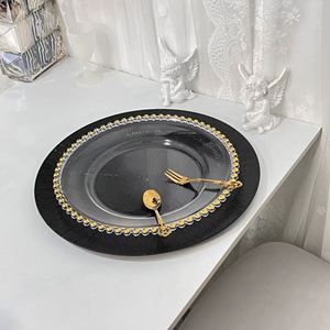 <b>Black</b> Minimalist Wedding Dinner <b>Plates</b> 13 Inch Hard Plastic European Style Home Decoration Tray for Desktop - Product Image 2