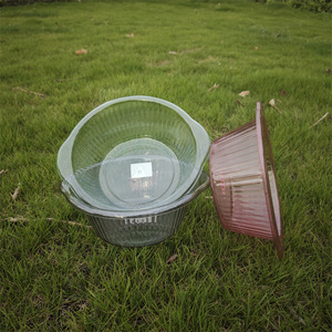 Lavabo transparente para mascotas, ovalado, con doble asa, para verduras, frutas, niños y bebés - Product Image 3