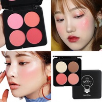 Palette de poudre blush quatre couleurs, mini illuminateur, ensemble de maquillage multi-usages, contouring, bronzage, éclaircissement, blush, tout-en-un Bonna