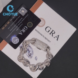 ลดราคาพิเศษ สร้อยข้อมือเงินแท้ S925 ลายคิวบัน 15 มม. ประดับเพชรโมอิสซาไนต์ สไตล์ฮิปฮอป รูปอินฟินิตี้ สำหรับผู้ชาย ผ่านการทดสอบเพชร GRA - Product Image 4