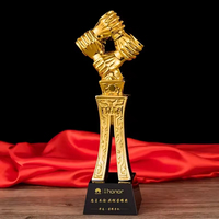 Trophée personnalisé en résine et cristal avec logo, finition or, argent, bronze, pour récompense de collaboration d'équipe, souvenir d'honneur