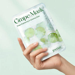 Masque en tissu hydratant et éclaircissant à l'huile de pépins de raisin personnalisé 25ml, antioxydant et hydratant pour les soins de la peau des femmes, peaux sèches - Product Image 1