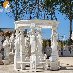 Hot Sale Classic Design European Style Gazebo Outdoor Marble Pillar Woman