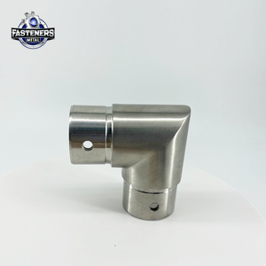 إنهاء المرآة 90 درجة كوع مستدير دافق ~ موصل غير قابل للصدأ لدرابزين الدرج الزجاجي ودرابزين - Product Image 3