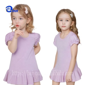 Kızlar yürüyor T-Shirt Peplum Hem uzun kollu sevimli çekme kollu fırfır tasarım örme kumaş popüler çocuk giyim abd boyutları - Product Image 3