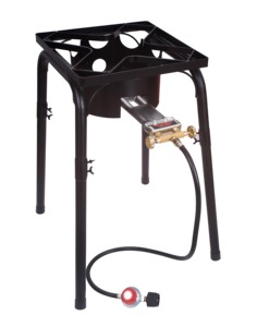 ポータブルLPGガス屋外ストーブシングルバーナー高圧20PSI減圧弁鋳鉄グリルキャンプ用 - Product Image 1