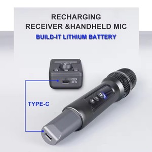 Sistema de Micrófono Inalámbrico Recargable Plug&Play M50 UHF Dinámico con Supresor de Retroalimentación DSP, Receptor y Dos Micrófonos C - Product Image 4