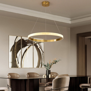 Nuovo Design acrilico oro anello camera da letto soffitto illuminazione a sospensione moderno lampadario rotondo di lusso per la cucina - Product Image 3