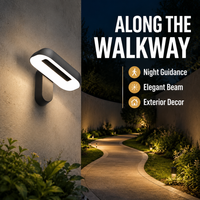 Applique murale LED de jardin 18W, design moderne extérieur, faible éblouissement, effet d'éclairage doux pour entrée de maison et extérieur de bâtiment