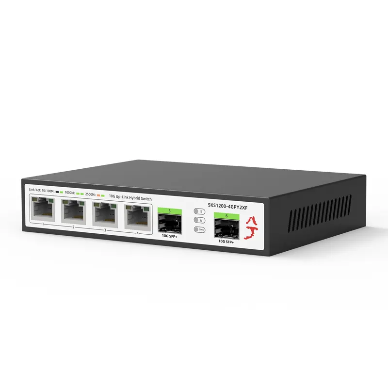 XikeStor Commutateur 10g non géré 4 ports 2.5g Électrique et 2 ports Répartiteur Ethernet optique 10 go Hub réseau Plug and Play sans ventilateur