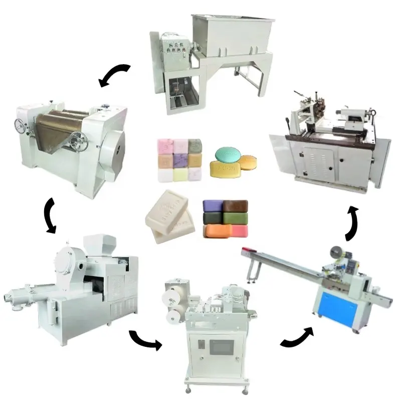 Small Capacity Solid Beauty Soap Production Line of Chemical Toilet Laundry Soap Stamping Cutting Equipment Soap Making Machine