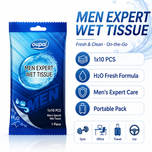 Lingettes Humides Men Expert 1x10 Emballées Individuellement H2O Rafraîchissantes OEM ODM Marque Privée Portable - Product Image 6