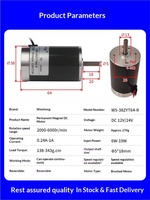 Moteur DC à couple élevé de 38 mm, 12 V 24 V 10000 tr/min, micro-moteur électrique réversible, compact, à vitesse variable, faible bruit pour outils électriques