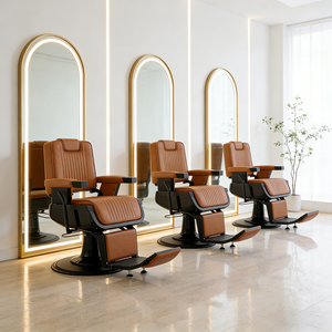 Muebles Modernos para <span class=keywords><strong>Barbería</strong></span>, Silla de <span class=keywords><strong>Peluquería</strong></span> Negra, Silla de Afeitado de Lujo, Resistente, Ajustable y Giratoria - Product Image 2