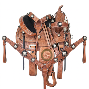 Selle de performance western en cuir véritable, légère, personnalisable, artisanale, confortable pour le barrel racing et le rodéo - Product Image 1