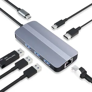 חם sd tf קורא כרטיס splitter hdtv rj45 1000m vga usb pd תשלום מהיר 9 ב 1 usb c hub מתאם סוג c 3.0 usb hub