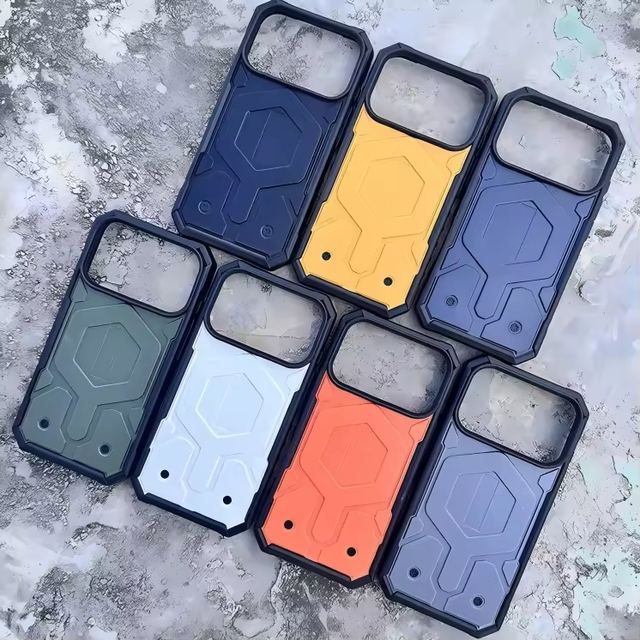 Phone case for iPhone 17 16 15 14 13 Pro Max Rugged Armor Meteorite Back Phone Cover Magnetic Diamond Pattern Hard Use