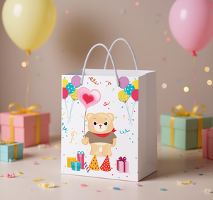 Borsa regalo Mi House Market Bear 14x11x6,5 cm con palloncini in tessuto non tessuto per regali di festa - Product Image 2