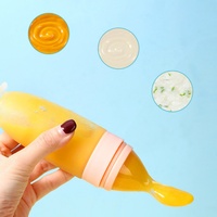 Nouveau design nouveau-né Silicone bébé nourriture biberon cuillère Silicone bébé presser distribution cuillère mangeoire